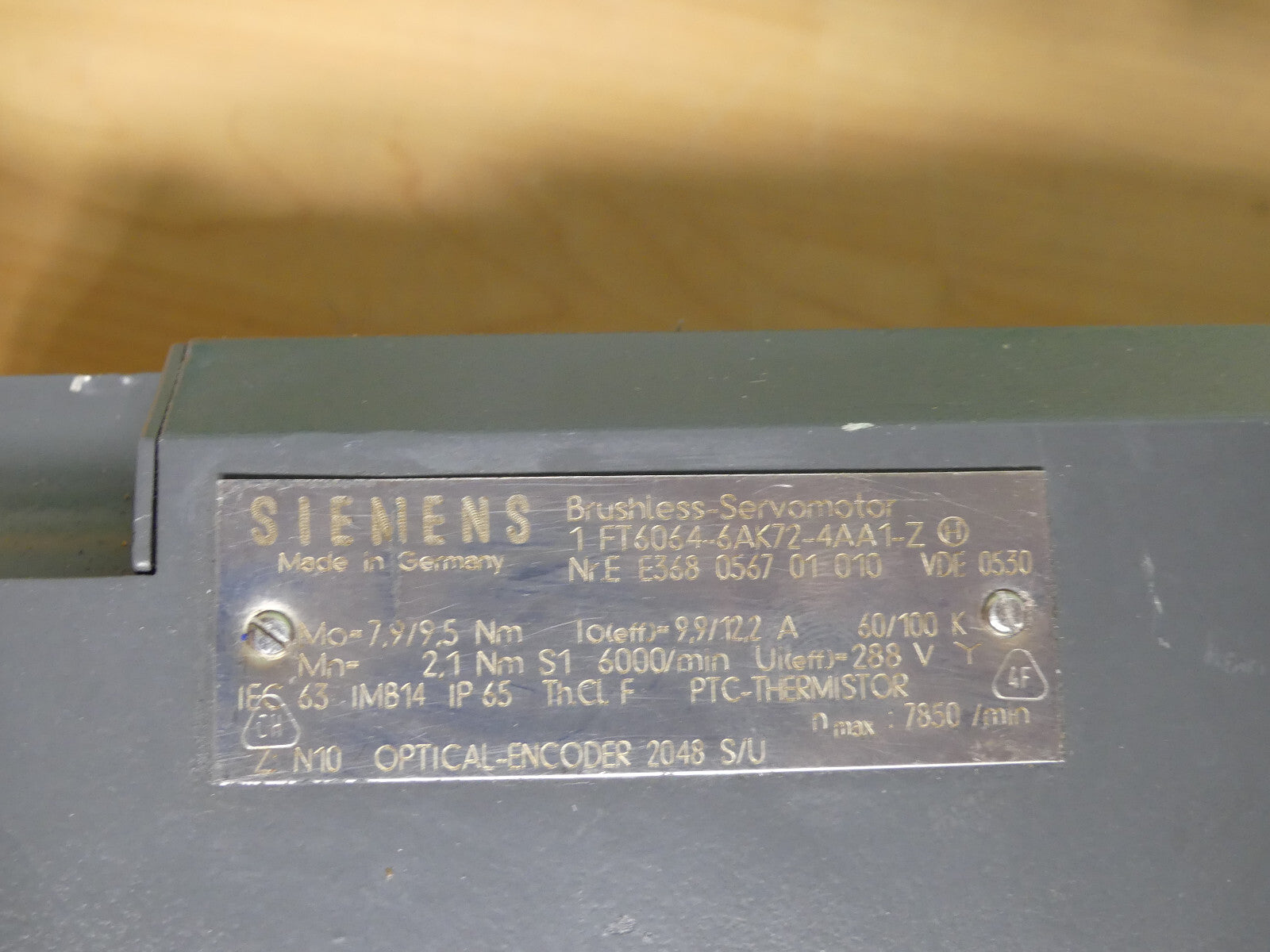 Siemens Synchronservomotor 1FT6064-6AK72-4AA1-Z