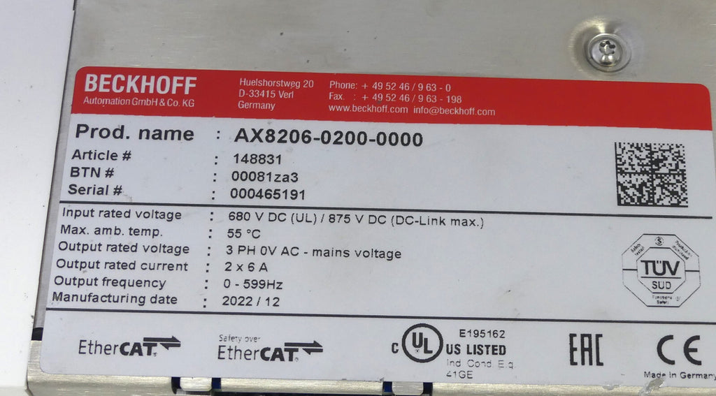 BECKHOFF AXE8206-0200-0000