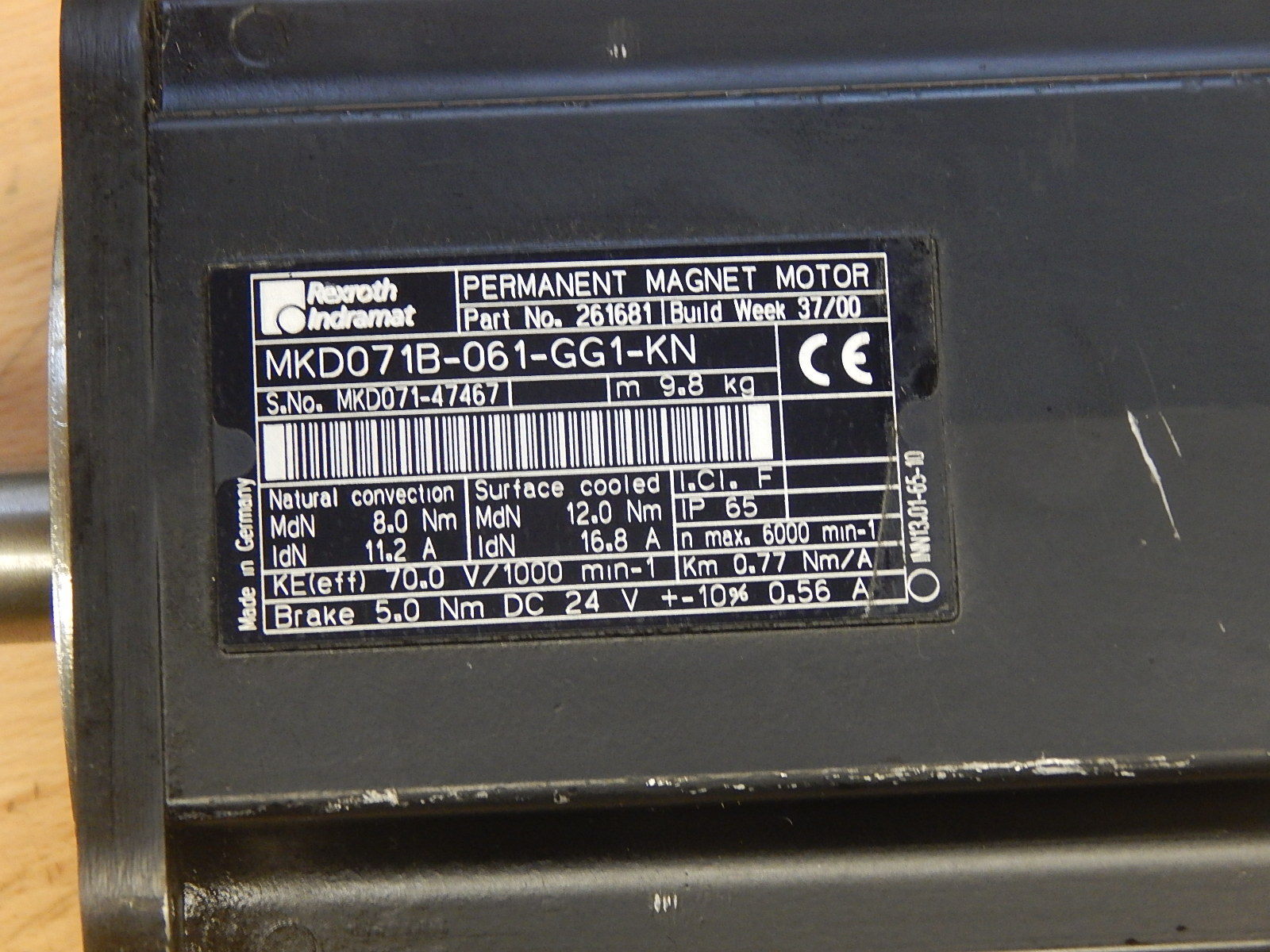 Rexroth Indramat Permanent Magnet  Motor MKD71B-061-GG1-KN Used