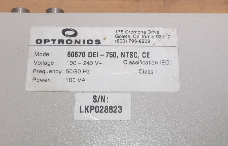 OPTRONICS 60670 DEI-750,NTSC,CE