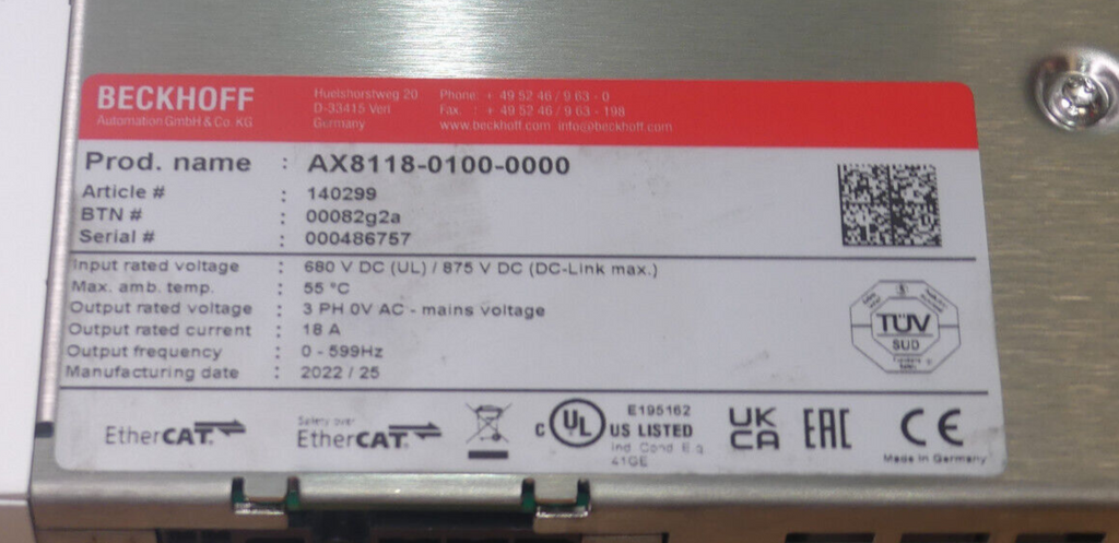 Beckhoff AX8118-0100-0000