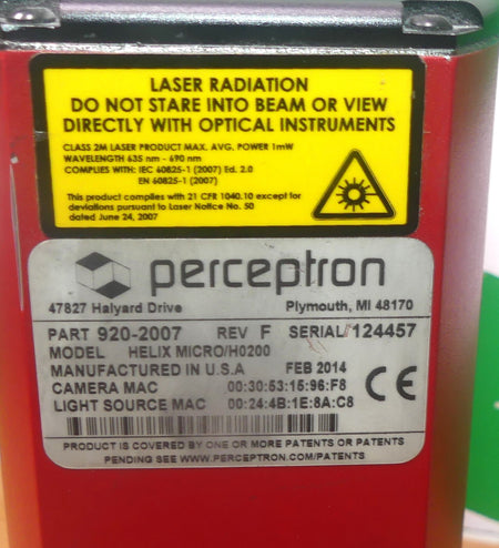 perceptron HELIX MICRO/H0200 PART 920-2007 Rev F s.Bilder
