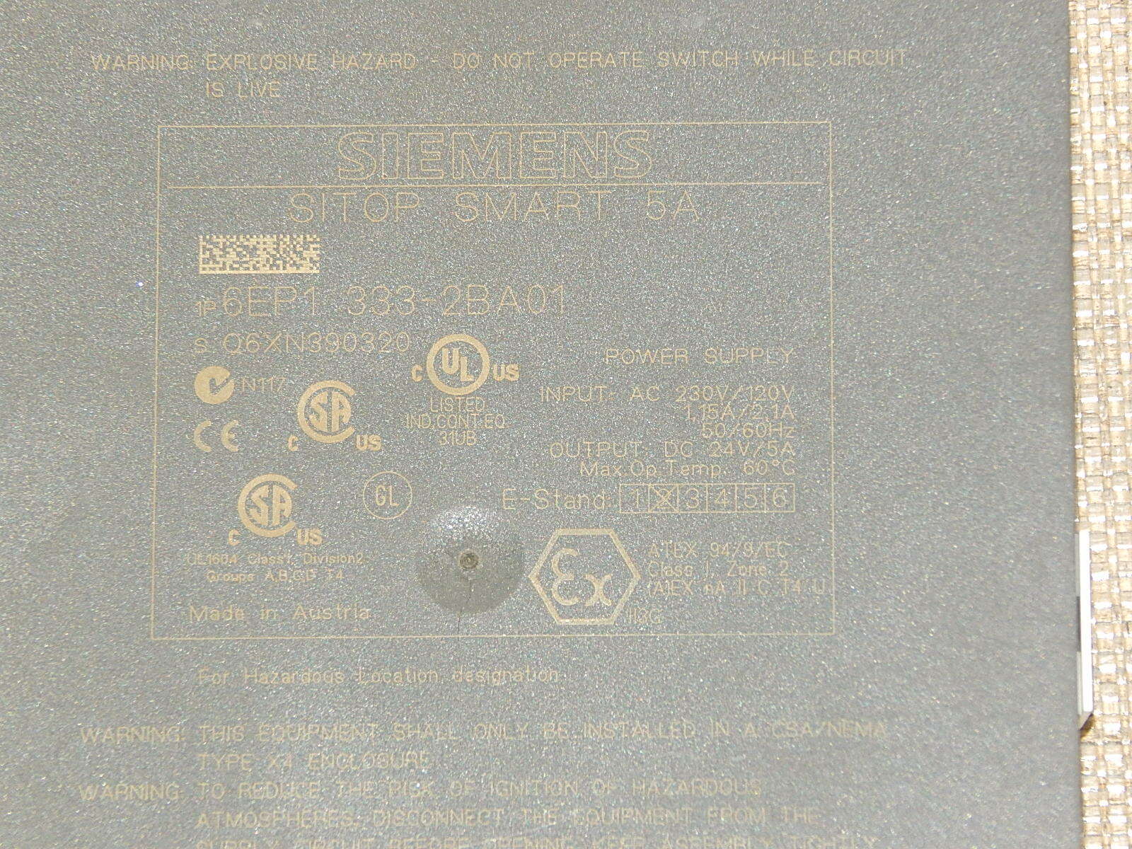 Siemens Sitop Smart 5A 6EP1 333-2BA01 E.02 used