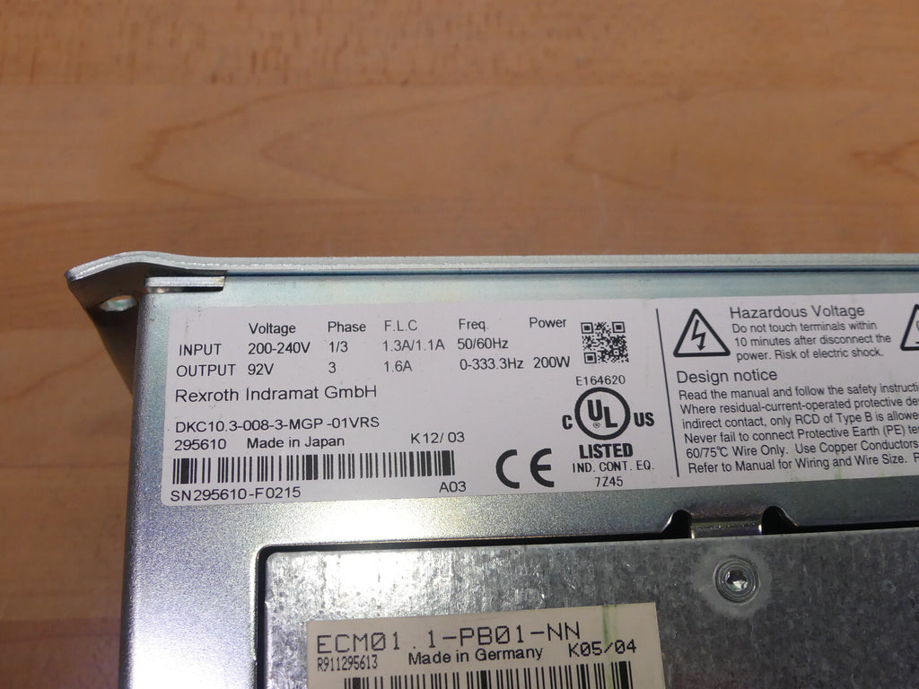 Rexroth Indramat Ecodrive DKC10.3-008-3-MGP-01VRS+ ECOM01.1-PB01-NN