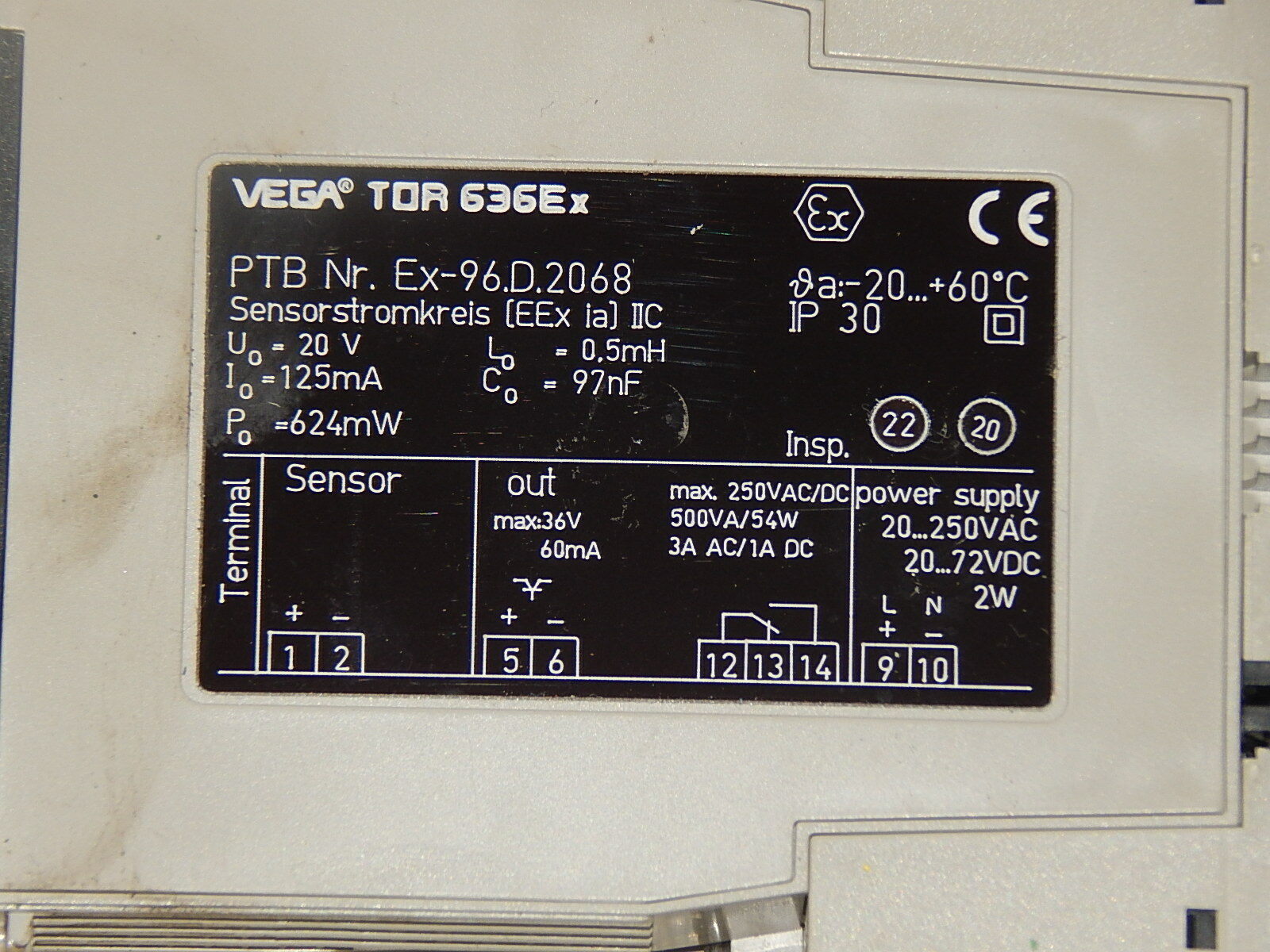 VEGA Vegator 636Ex / PTB Nr. EX-96.D.2068  Auswerterelais used