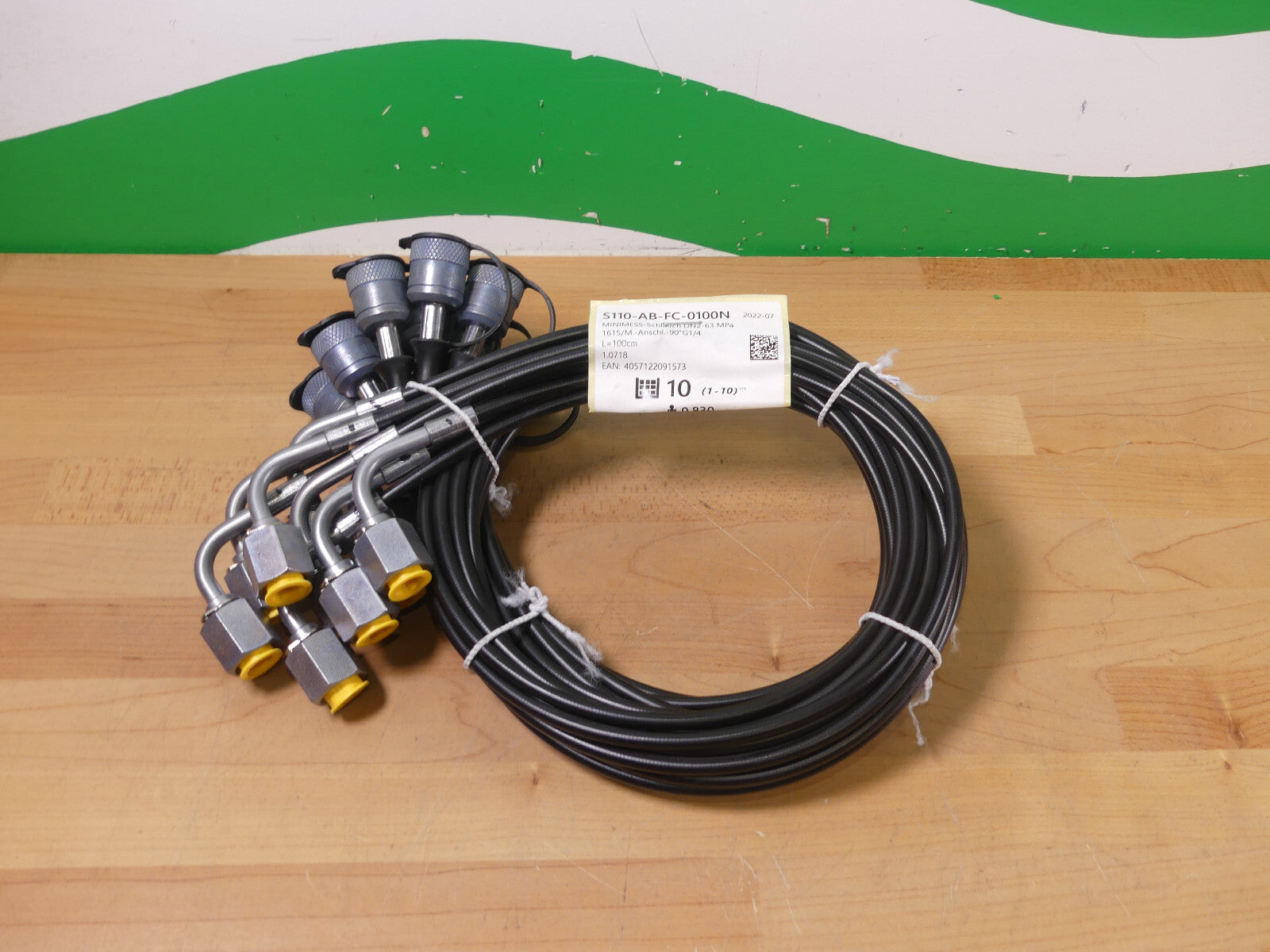 10X Minimess-Schlauch DN2-63 MPa 1615/M.-Anschl.-90° G1/4 S110-AB-FC-0100N