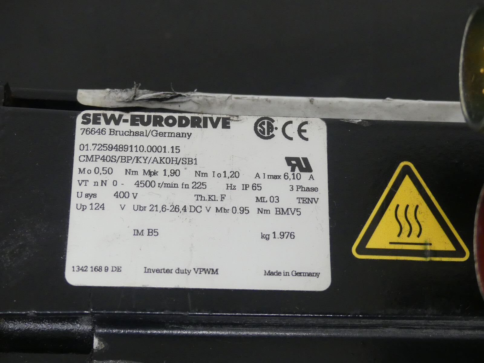 SEW Eurodrive CMP40S/BP/KY/AK0H/SB1 Servomotor