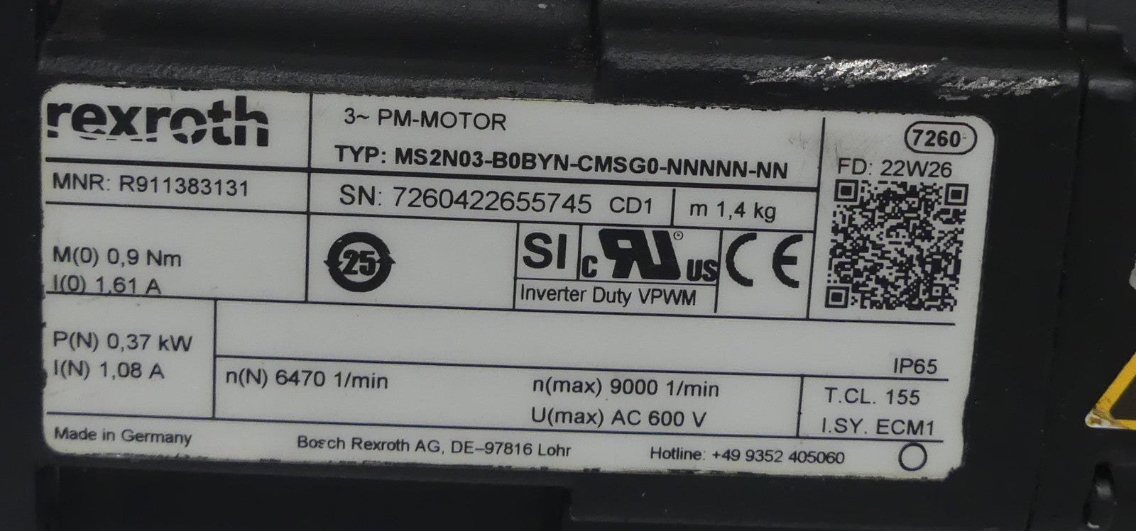 Rexroth  MS2N03-B0BYN-CMSG0-NNNNN-NN Leicht beschädigt s.Bilder