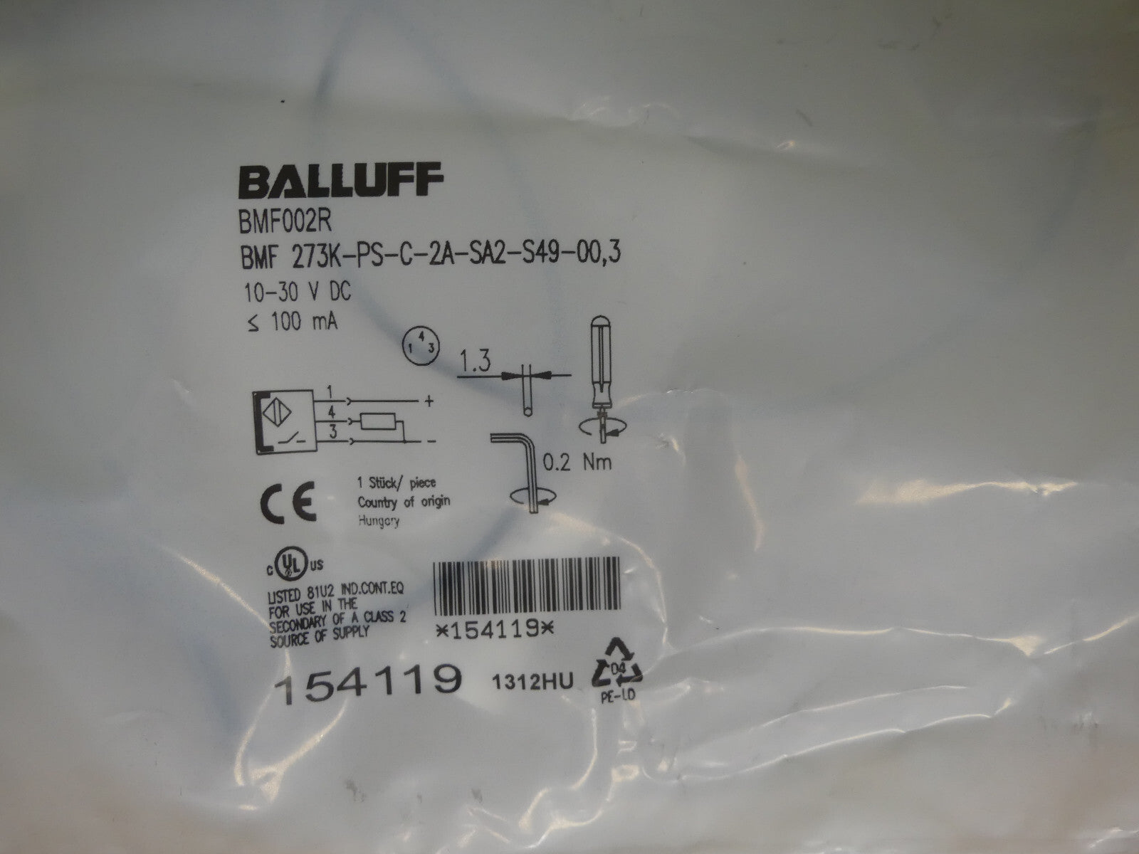 4x  BALLUFF BMF002R    BMF 273K-PS-C-2A-SA2-S49-00,3