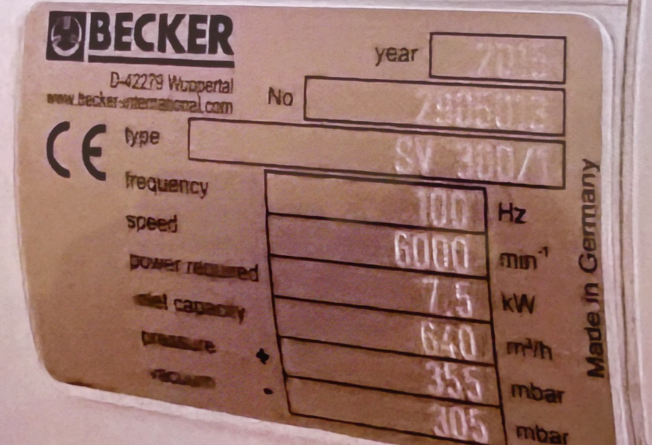 BECKER  SV 300/1  SV300/1 FDP 90L-125/2 B.j 2015