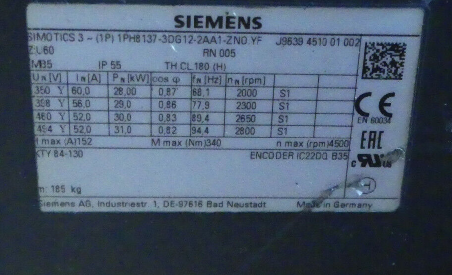 SIEMENS 1PH8137-3DG12-2AA1-Z
