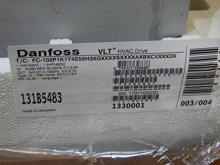 Danfoss VLT HVAC Drive  FC-102P1K1T4E55H3XGXXXXSXXXXAXBXXCXXXXDX 1,1KW