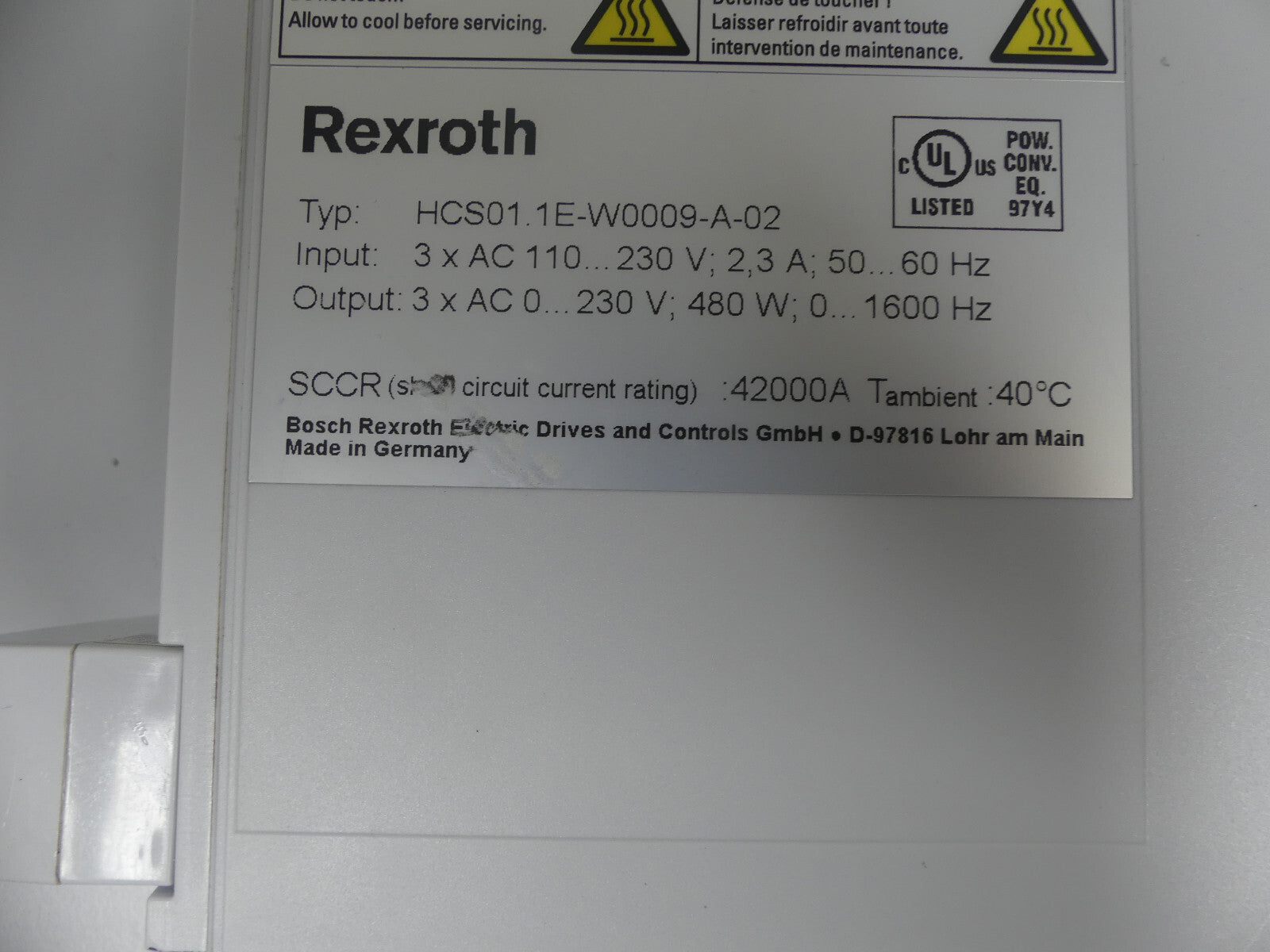 Rexroth HCS01.1E-W0009-A-02-E-S3-EC-NN-NN-NN-FW