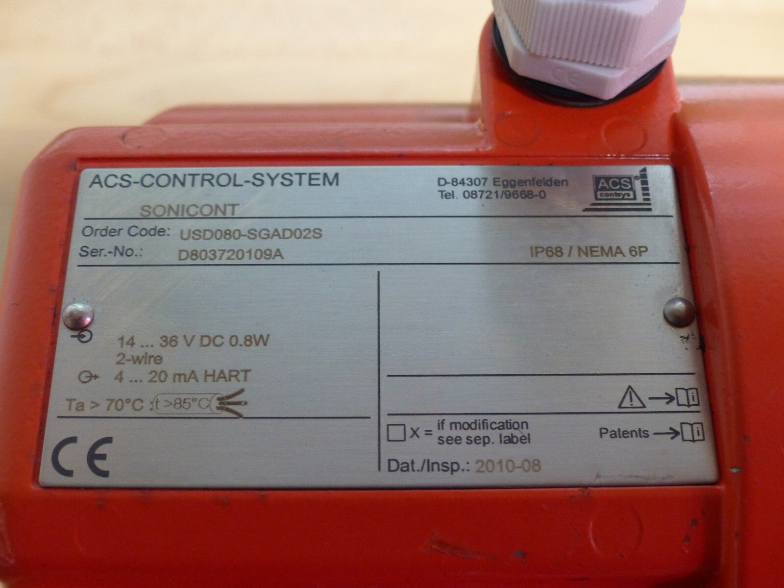 ACS-CONTROL-SYSTEM Durchfluss IP68/NEMA6P Order code USD080-SGAD02S s.Bilder