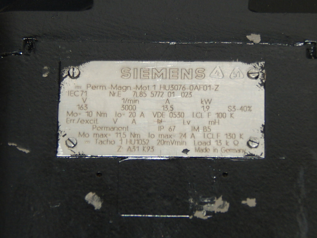  Siemens Permanent-Magnet-Motor 1HU3076-0AF01-Z used s.Bilder