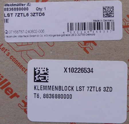 Weidmüller Klemmblock LST 7ZTL6 3ZDT6 8836880000 10St