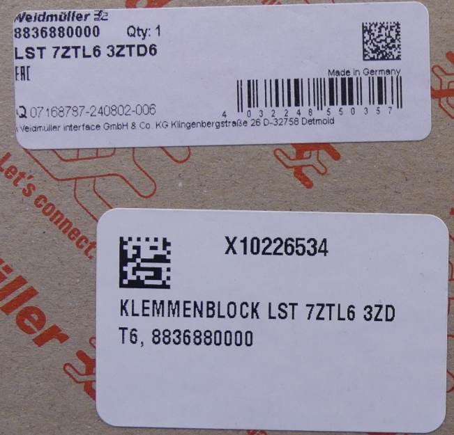 Weidmüller Klemmblock LST 7ZTL6 3ZDT6 8836880000 10St