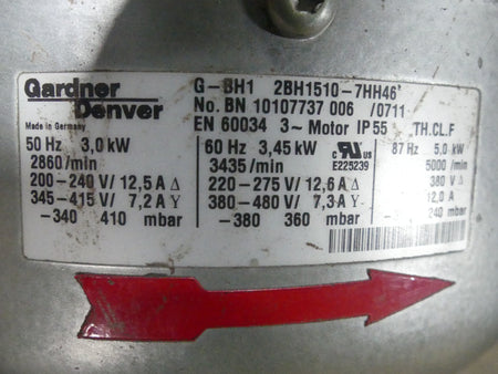Gardner Denver G-BH1 2BH1510-7HH46 Seitenkanalverdichter Gebläse