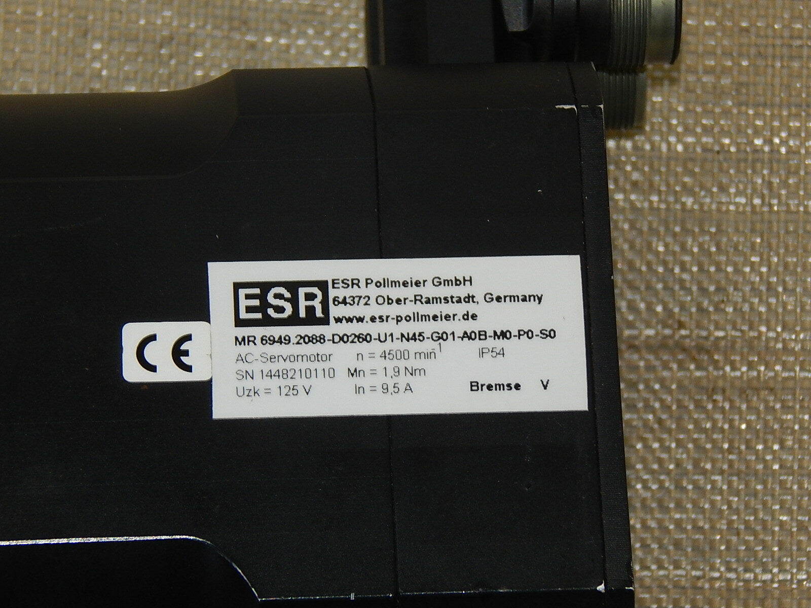 ESR Pollmeier Servomotor. MR 6949.2088-D0260-U1-N45-G01-A0B-M0-P0-S0 used