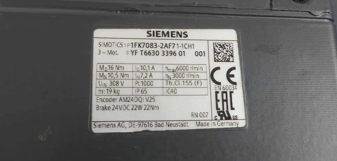 Siemens Servomotor 1FK7083-2AF71-1CH1