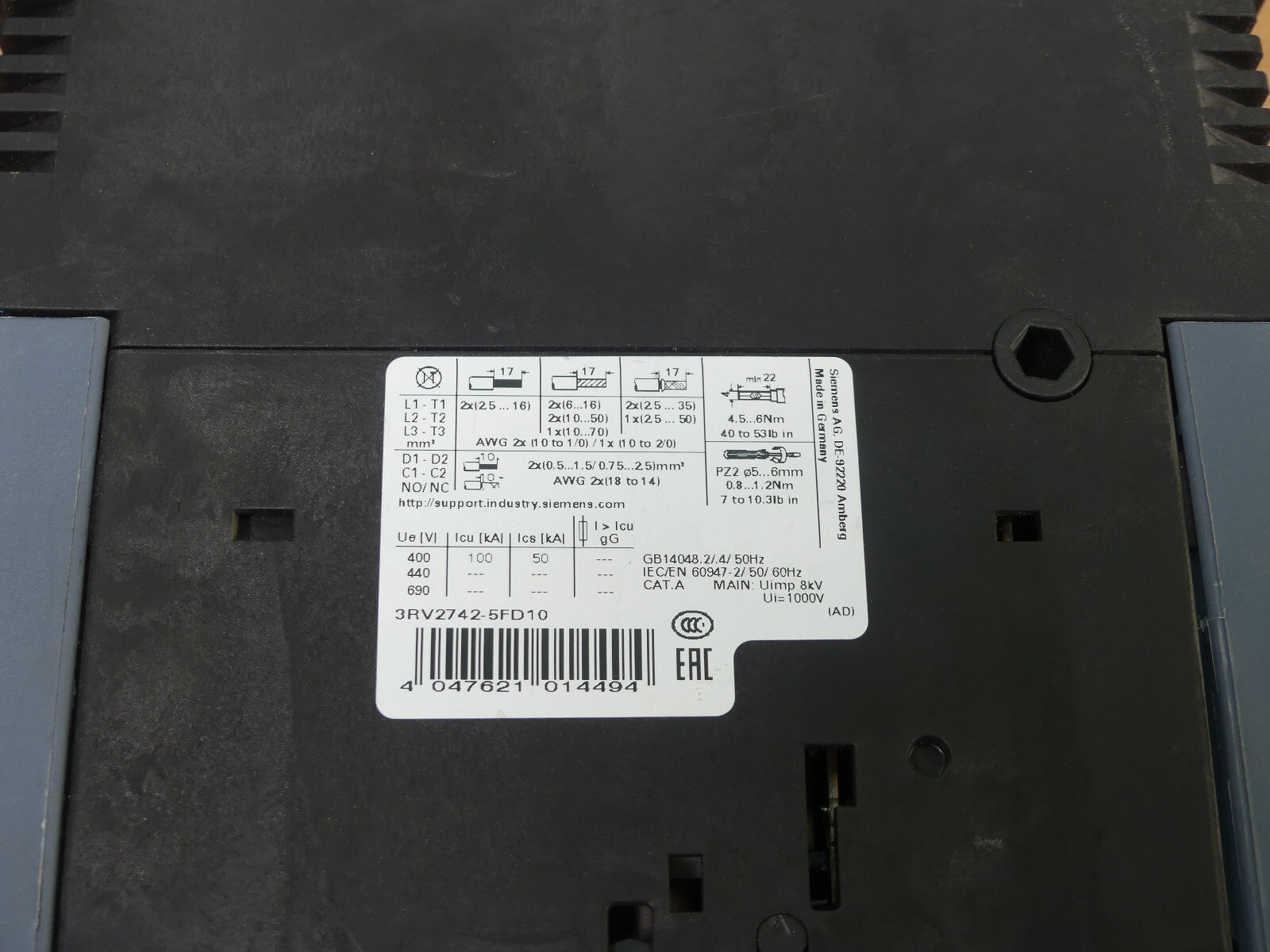 SIEMENS Leistungsschalter 3RV2742-5FD10