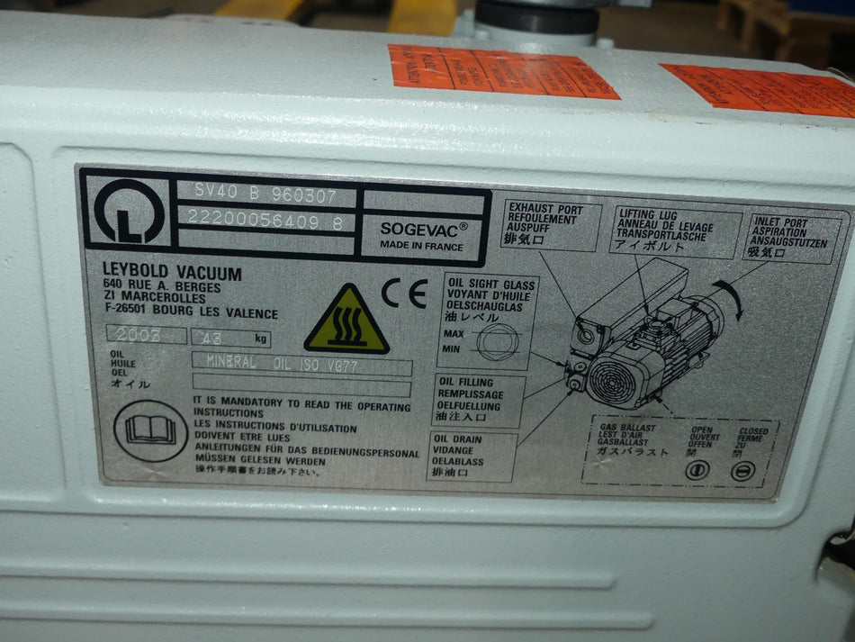 LEYBOLD VACUUM SV40 B 960307