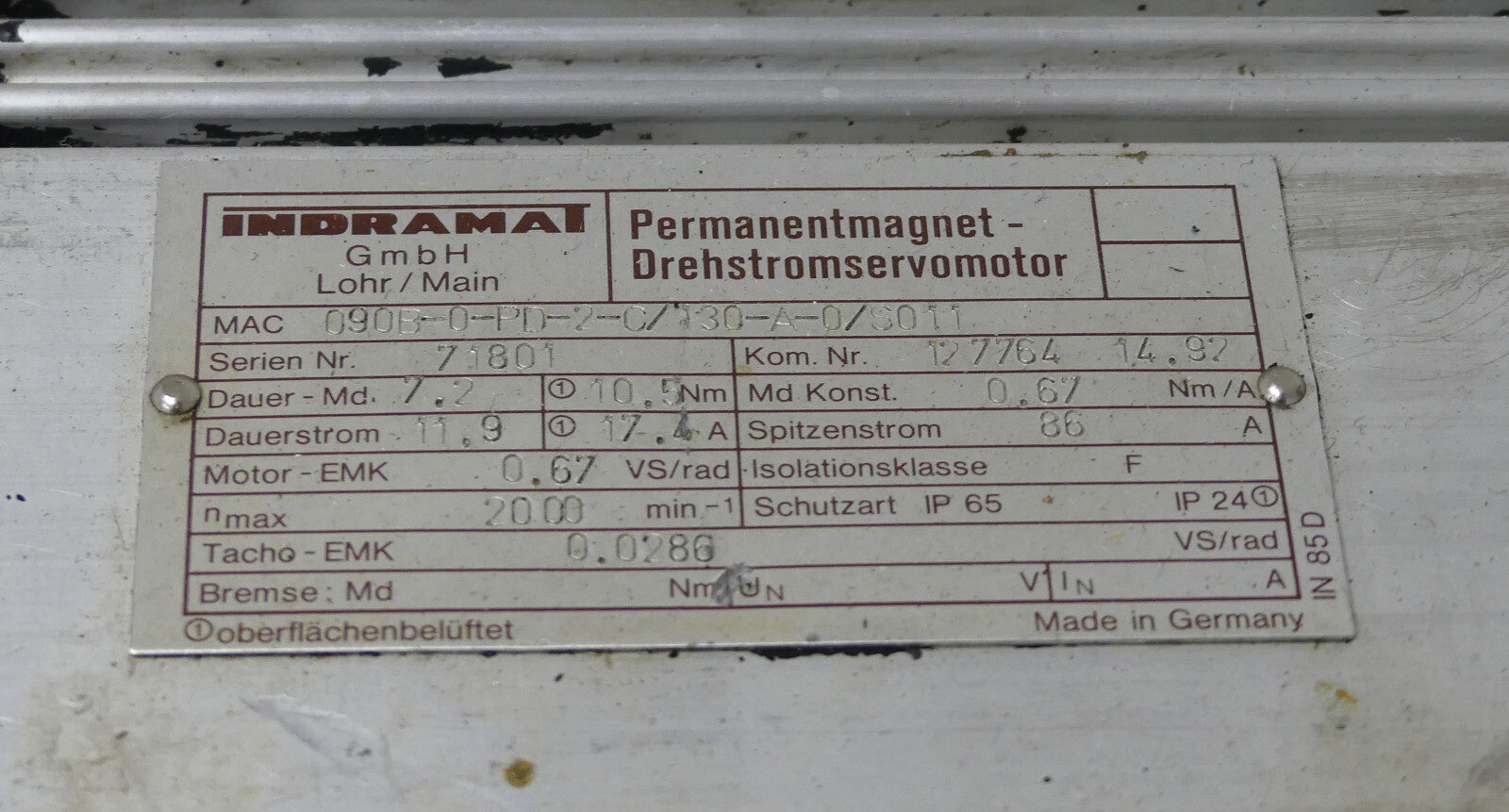 INDRAMAT/REXROTH MAC090B-0-PD-2-C/130-A-0/S011