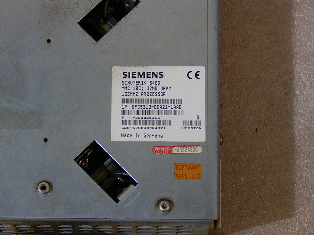 Siemens Sinumerik 840D  6FC5210-0DA21-1AA0  Version B MMC103  Used
