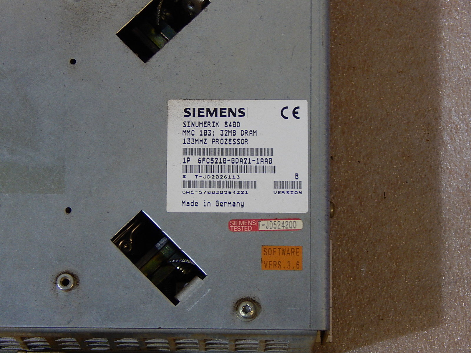 Siemens Sinumerik 840D  6FC5210-0DA21-1AA0  Version B MMC103  Used