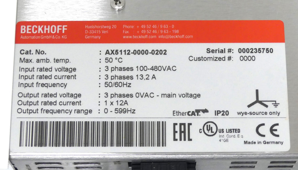 BECKHOFF AX5112-0000-0202 + AX5850