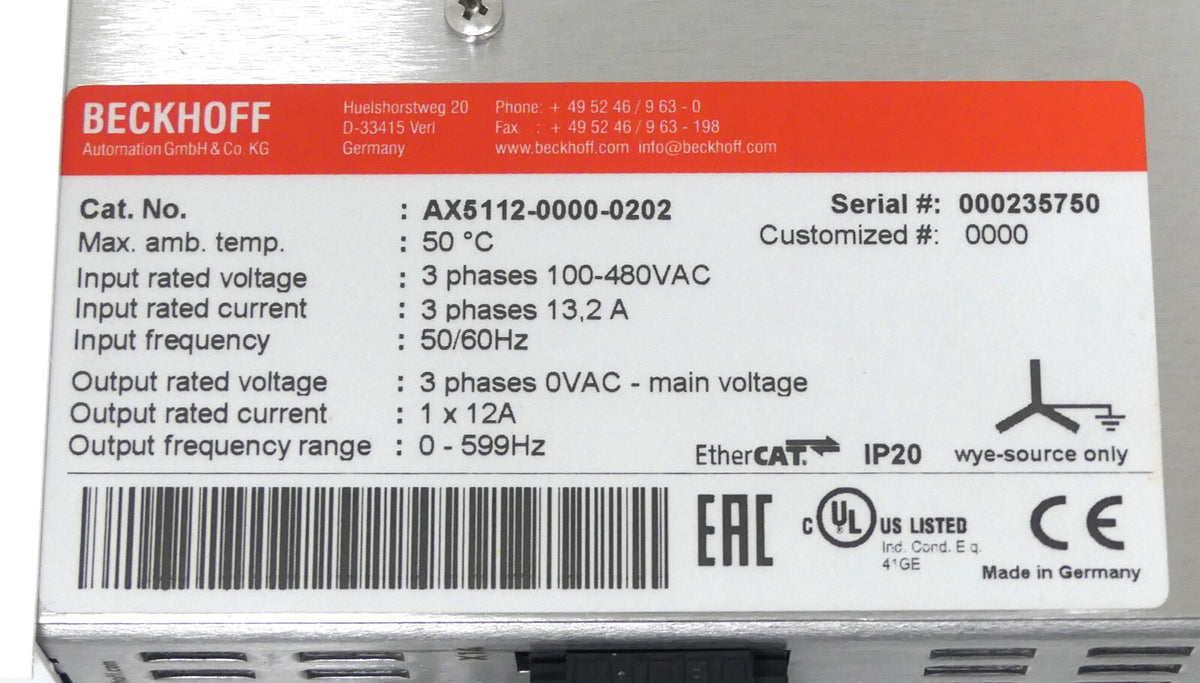 BECKHOFF AX5112-0000-0202 + AX5850