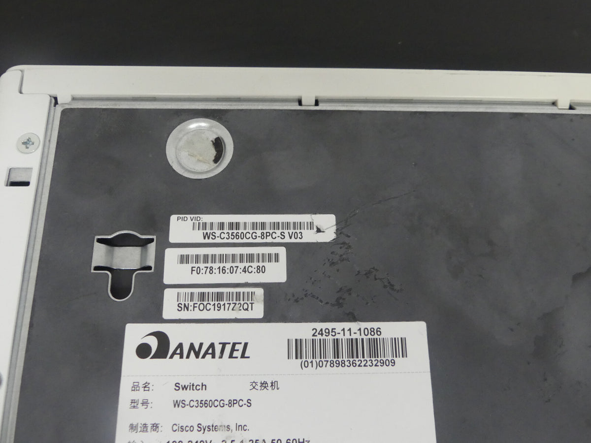 Cisco Catalyst 3560-CG WS-C3560CG-8PC-S V03 8 Ports PoE