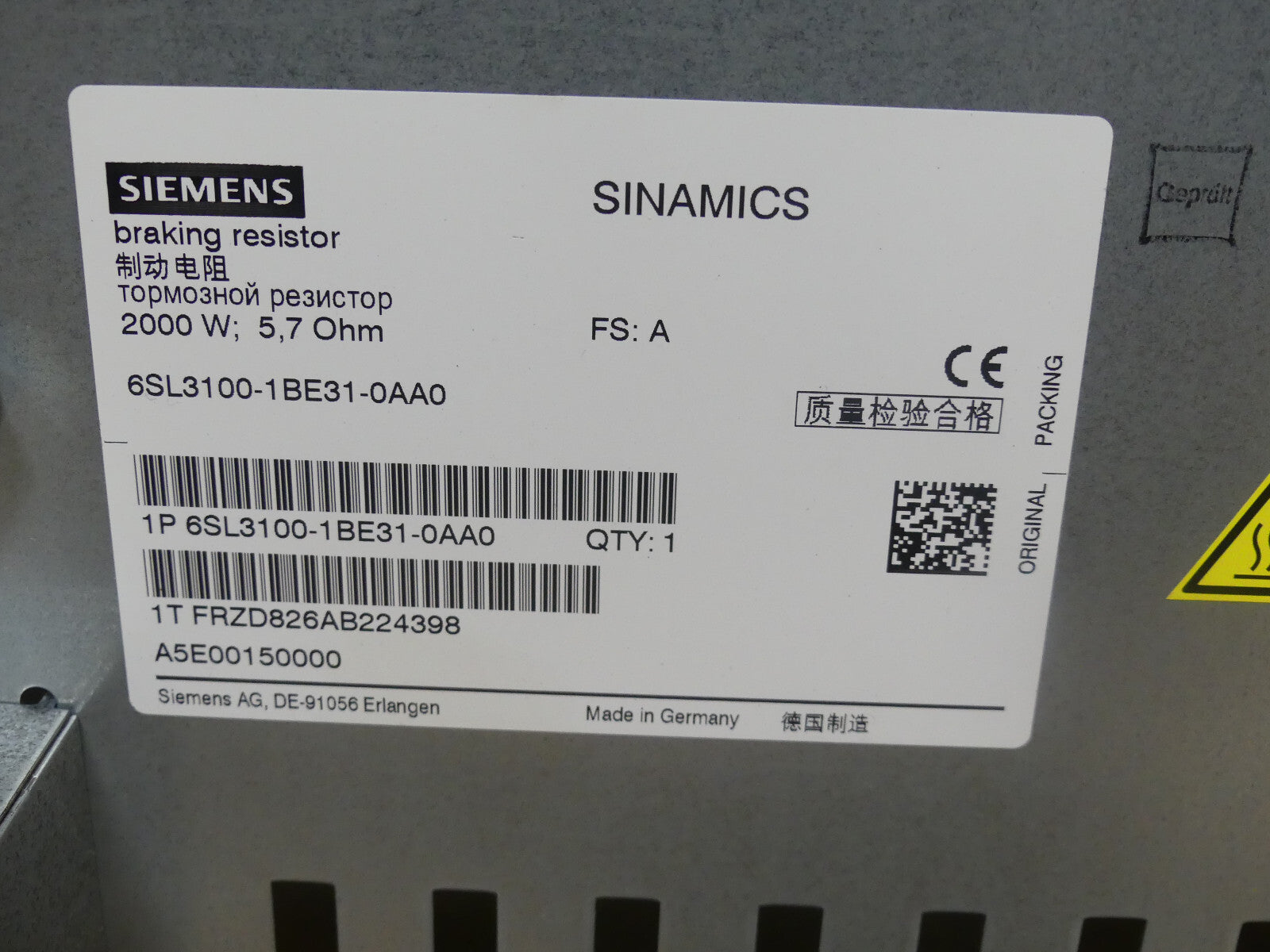 Siemens Sinamics  6SL3100-1BE31-0AA0