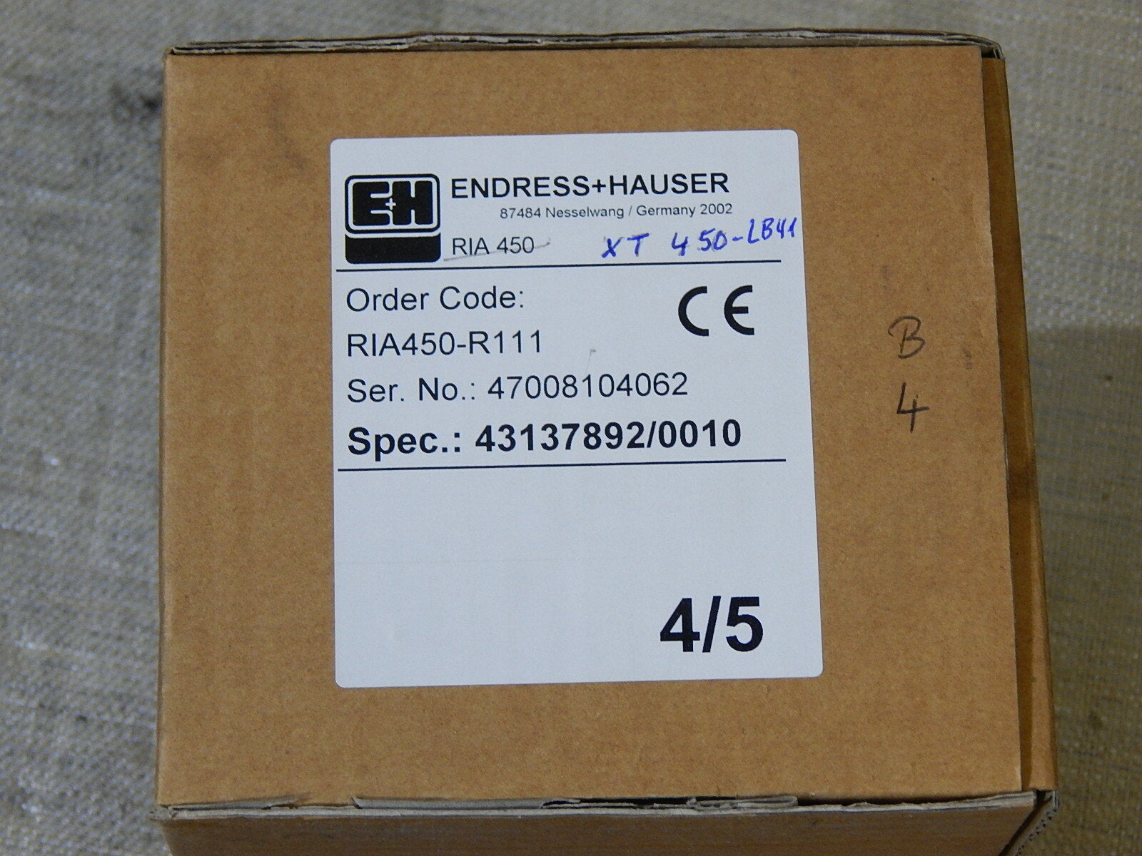  Endress+Hauser Contacter XT450-LB41  XT450LB41 230V 50/60Hz max. 11VA 