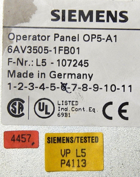Siemens  OPERATOR PANEL OP5/A1 6AV3505-1FB01 Vers.6