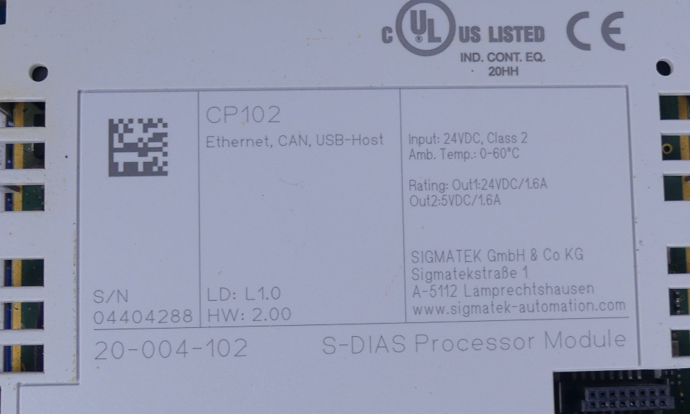 Sigmatek CP102 20-004-102