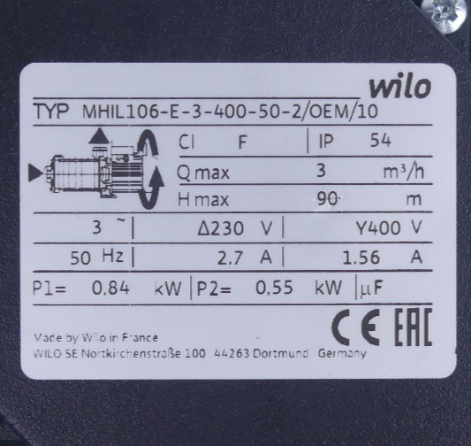 WILO MHIL106-E-3-400-50-2/OEM/10
