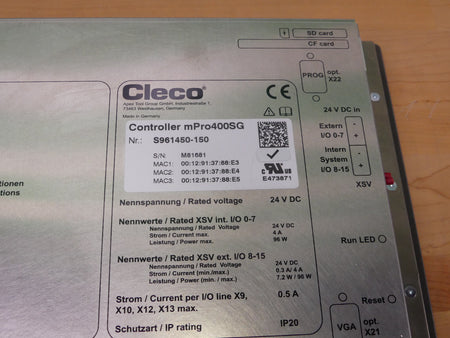 Cleco Controller mPro400SG Panel Display S961450-150