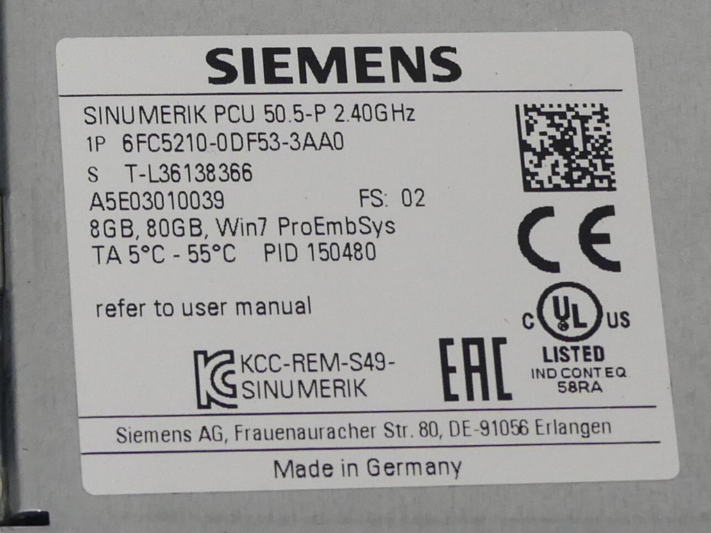 Siemens 6FC5210-0DF53-3AA0  mit festpelte