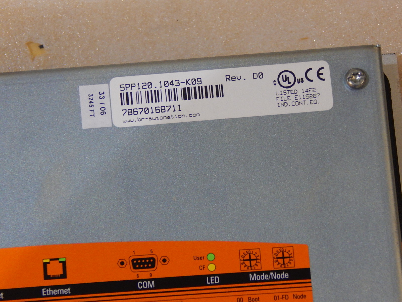 B&R 5PP120.1043-K09 POWER PANEL Used