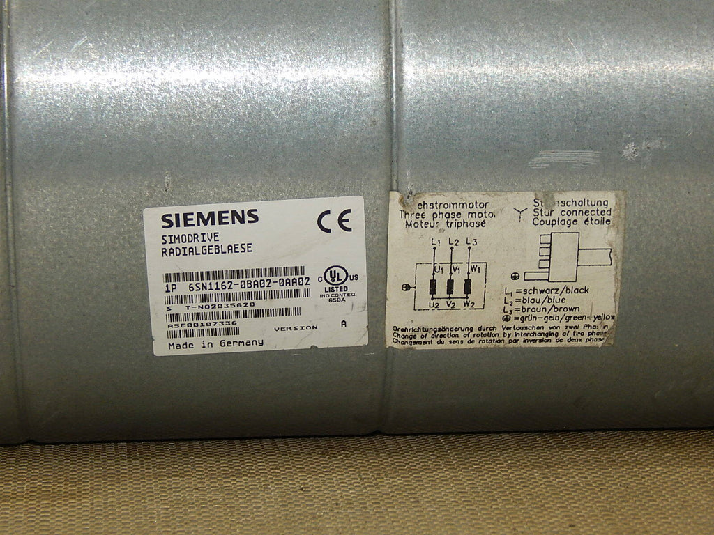 Siemens  Simodrive Radialgeblaese 6SN1162-0BA02-0AA02 used
