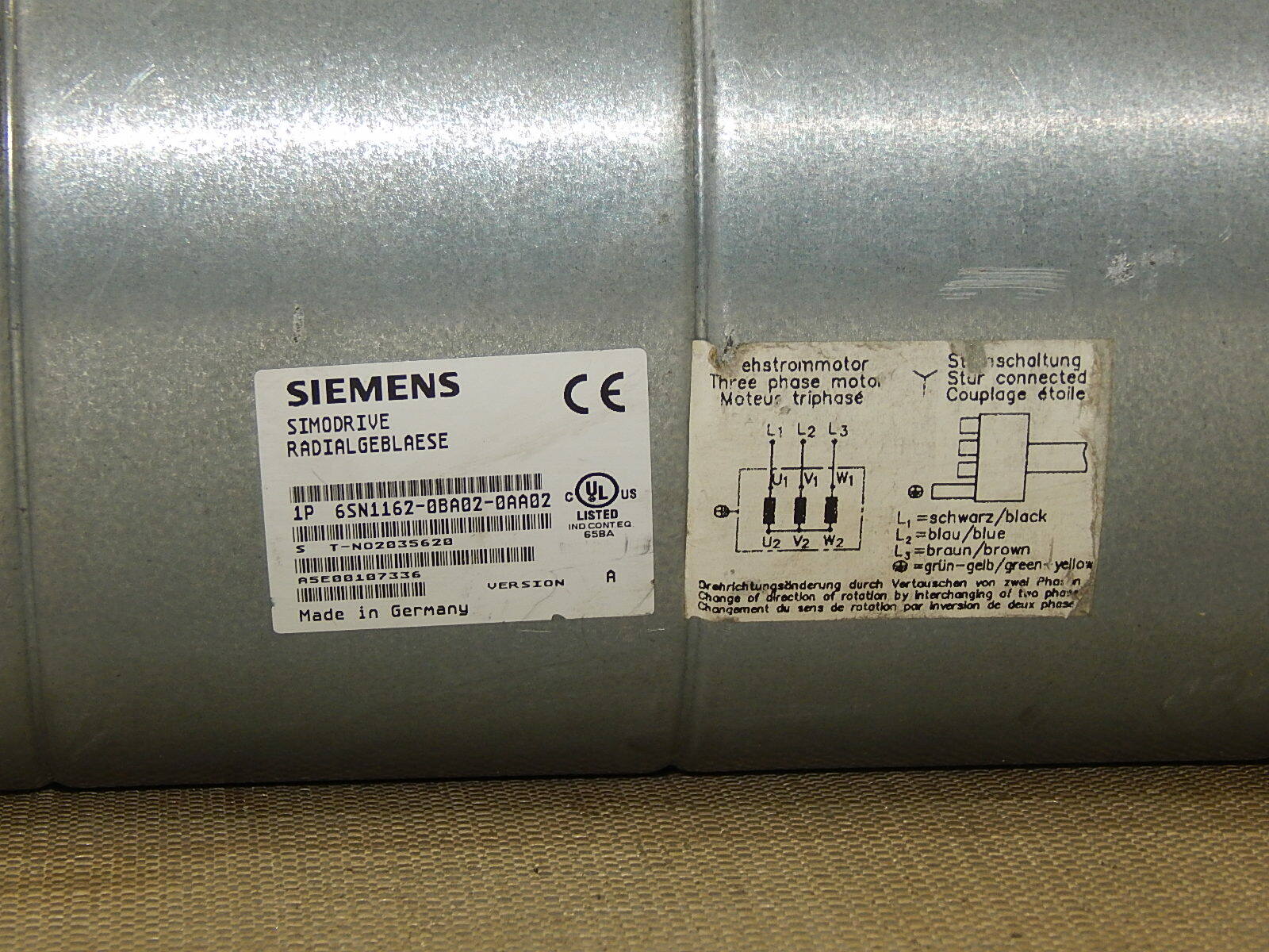 Siemens  Simodrive Radialgeblaese 6SN1162-0BA02-0AA02 used