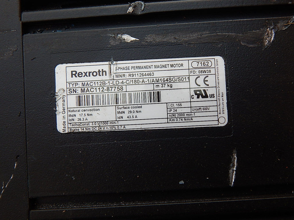 REXROTH INDRAMAT MAC112B-1-LD-4-C/180-A-1/AM164SG/S011 