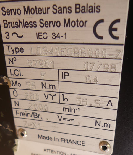 Parvex Servo Motor LD940EGR6000-Z (s.Bilder)