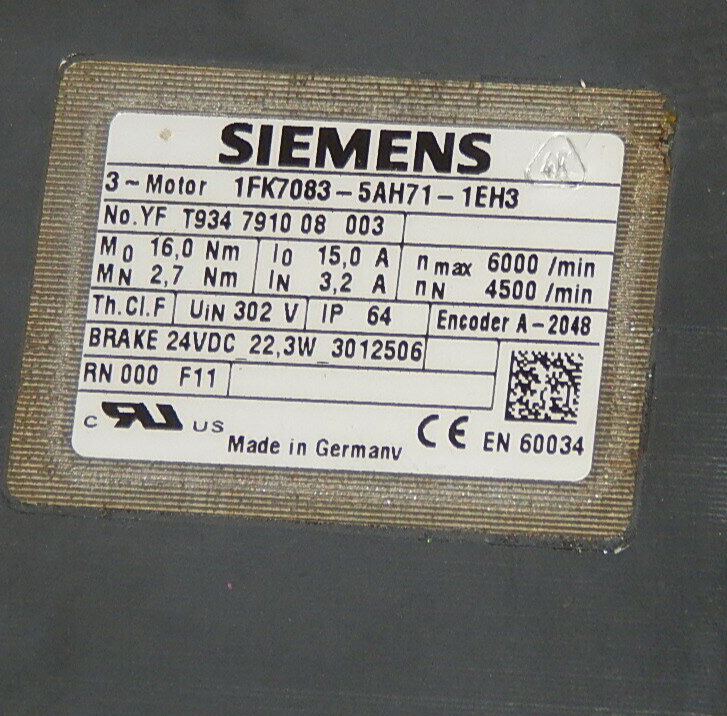  SIEMENS 3~Motor   1FK7083-5AH71-1EH3  used s.Bilder