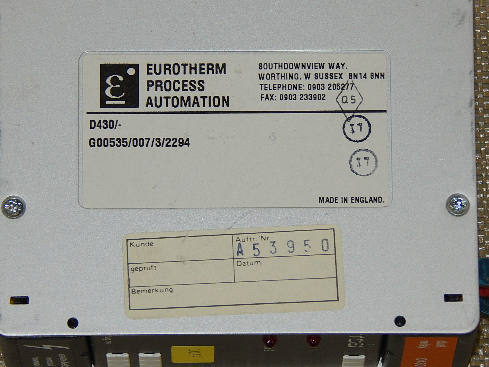  Eurotherm - D430 /- G00535/007/4/2294  Process Automation Dual Relais Used
