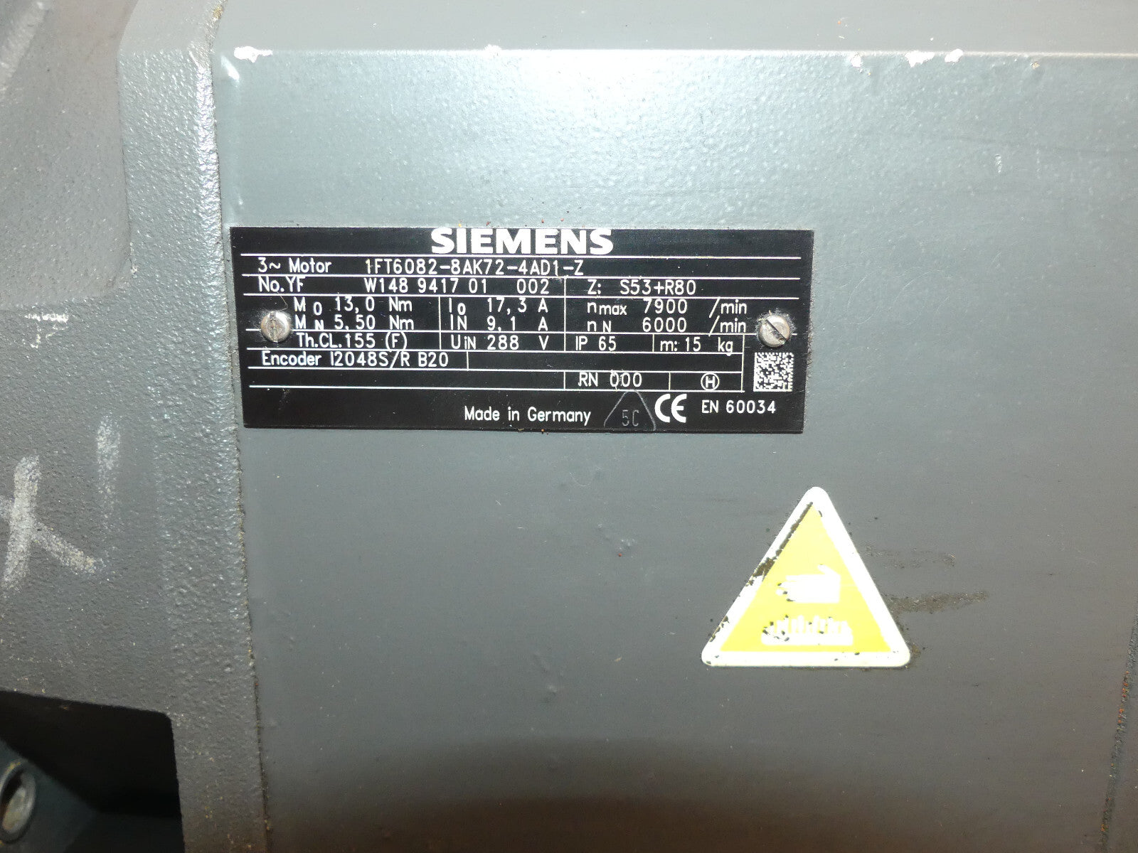 Siemens Servomotor  1FT6082-8AK72-4AD1-Z 1FT60828AK724AD1Z  s.Bilder