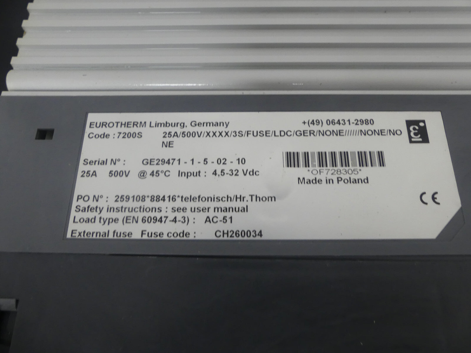 Eurotherm 7200S 25A/500V