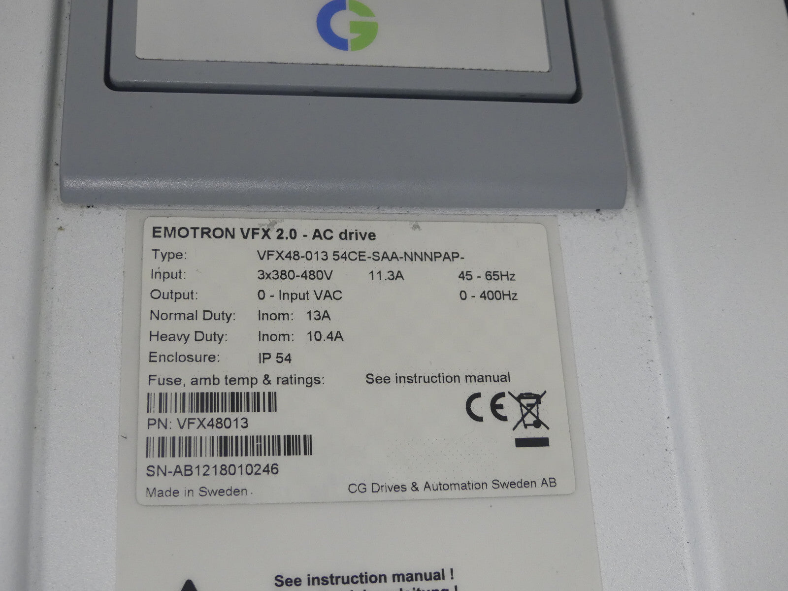 emotron VFX2.0-AC Drive VFX48-01354CE-SAA-NNNPAP