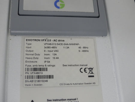 emotron VFX2.0-AC Drive VFX48-01354CE-SAA-NNNPAP